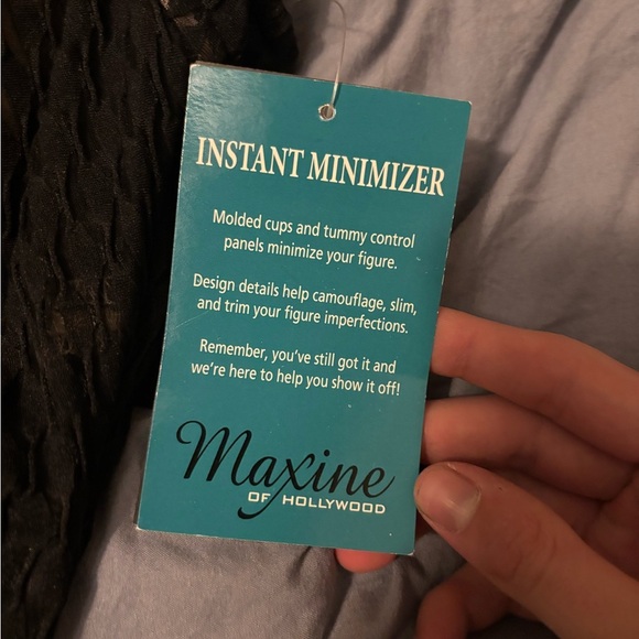 Maxine Of Hollywood Instant Minimizer NEW TAGS Size 14 Black Dress Cupped Midi - Picture 4 of 14